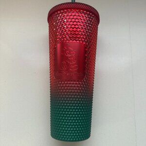 2022 Starbucks Holiday Disneyland Mickey Red Green Studded Tumbler 24 oz
